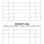 Blank Calendar July and August 2019 Monday to Sunday